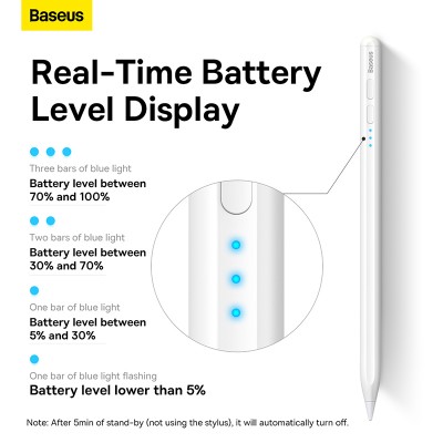 Стилус BASEUS Smooth Writing Capacitive with LED Indicators, белый Стилус BASEUS Smooth Writing Capacitive with LED Indicators, белый