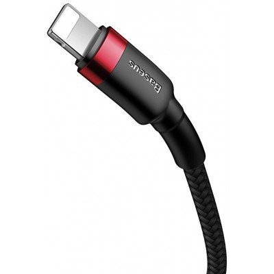 Кабель USB-C BASEUS Cafule, Type-C - Lightning, 2.4А, 18W, 1 м, красный+черный Кабель USB-C BASEUS Cafule, Type-C - Lightning, 2.4А, 18W, 1 м, красный+черный