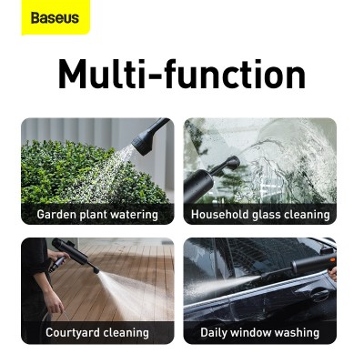 Пистолет для автомойки BASEUS Dual Power Portable Electric Car Wash Spray Nozzle, 2A, черный Пистолет для автомойки BASEUS Dual Power Portable Electric Car Wash Spray Nozzle, 2A, черный
