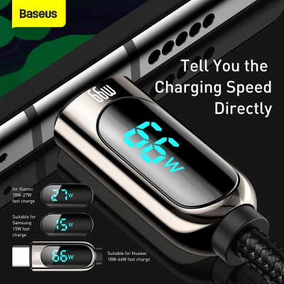 Кабель USB BASEUS Display Fast Charging, USB - Type-C, 66W, 1 м, черный Кабель USB BASEUS Display Fast Charging, USB - Type-C, 66W, 1 м, черный