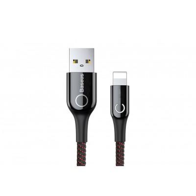 Кабель USB BASEUS C-shaped Light, USB - Lightning, 2.4А, 1 м, черный, интеллектуальный Кабель USB BASEUS C-shaped Light, USB - Lightning, 2.4А, 1 м, черный, интеллектуальный
