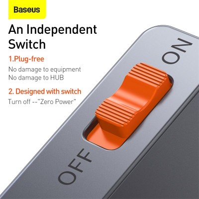 Переходник/Адаптер BASEUS Magic Multifunctional, Разветвитель, Type-C - USB3.0 + 4K HD + TF/SD + jack 3.5, серый Переходник/Адаптер BASEUS Magic Multifunctional, Разветвитель, Type-C - USB3.0 + 4K HD + TF/SD + jack 3.5, серый