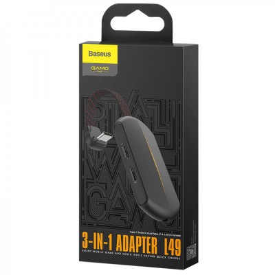 Переходник/Адаптер BASEUS L49 , Type-C - Jack 3.5/Type-C, 2А, черный Переходник/Адаптер BASEUS L49 , Type-C - Jack 3.5/Type-C, 2А, черный