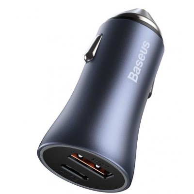 Автомобильное зарядное устройство BASEUS Golden Contactor Pro Dual, USB+USB-C + Кабель Type-C-Lightning, 3A, темно-серый Автомобильное зарядное устройство BASEUS Golden Contactor Pro Dual, USB+USB-C + Кабель Type-C-Lightning, 3A, темно-серый