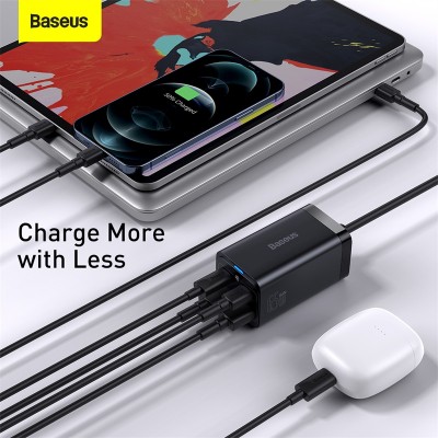 Зарядное устройство BASEUS GaN3 Pro Desktop Fast Charger 2*USB+2*USB-C + Кабель Type-C-Type-C, 3A, 65W, черный Зарядное устройство BASEUS GaN3 Pro Desktop Fast Charger 2*USB+2*USB-C + Кабель Type-C-Type-C, 3A, 65W, черный