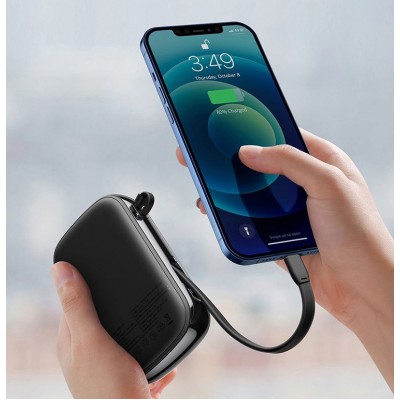 Портативный аккумулятор BASEUS Qpow Digital Display, 3A, 20000 мА⋅ч, черный, с кабелем Lightning Портативный аккумулятор BASEUS Qpow Digital Display, 3A, 20000 мА⋅ч, черный, с кабелем Lightning