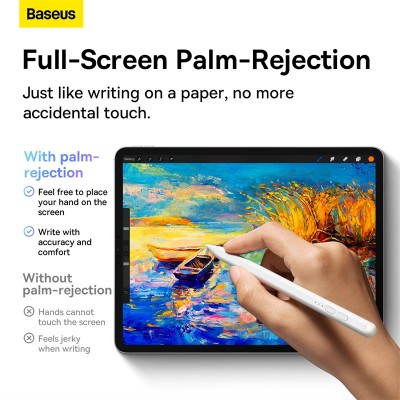 Стилус BASEUS Smooth Writing Capacitive with LED Indicators, белый Стилус BASEUS Smooth Writing Capacitive with LED Indicators, белый