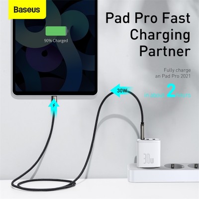 Зарядное устройство BASEUS Compact Quick Charger 2*USB+USB-C, 3A, 30W, белый Зарядное устройство BASEUS Compact Quick Charger 2*USB+USB-C, 3A, 30W, белый