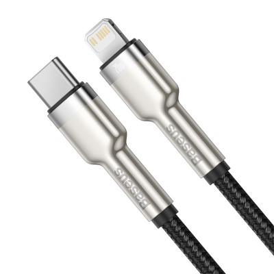Кабель USB-C BASEUS Cafule Series Metal, Type-C - Lightning, 20W, 2 м, черный Кабель USB-C BASEUS Cafule Series Metal, Type-C - Lightning, 20W, 2 м, черный