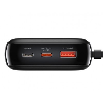 Портативный аккумулятор BASEUS Qpow Digital Display, 3A, 20000 мА⋅ч, черный, с кабелем Lightning Портативный аккумулятор BASEUS Qpow Digital Display, 3A, 20000 мА⋅ч, черный, с кабелем Lightning