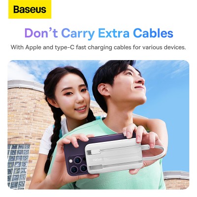 Портативный аккумулятор BASEUS Comet Series Dual-Cable 22.5W, 10000 мА⋅ч, белый Портативный аккумулятор BASEUS Comet Series Dual-Cable 22.5W, 10000 мА⋅ч, белый