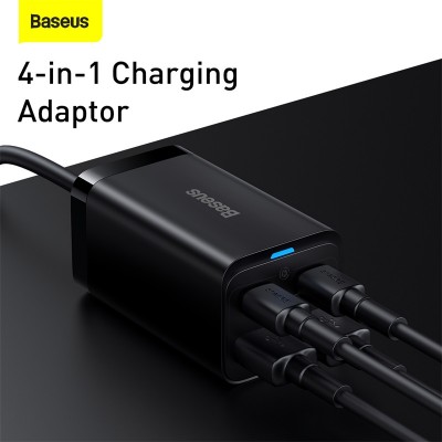 Зарядное устройство BASEUS GaN3 Pro Desktop Fast Charger 2*USB+2*USB-C + Кабель Type-C-Type-C, 3A, 65W, черный Зарядное устройство BASEUS GaN3 Pro Desktop Fast Charger 2*USB+2*USB-C + Кабель Type-C-Type-C, 3A, 65W, черный