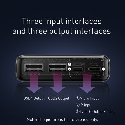 Портативный аккумулятор BASEUS Adaman 22.5W, 3A, 20000 мА⋅ч, черный, с кабелем Type-C Портативный аккумулятор BASEUS Adaman 22.5W, 3A, 20000 мА⋅ч, черный, с кабелем Type-C