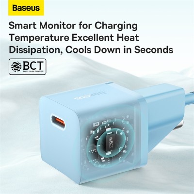 Зарядное устройство BASEUS GaN5 Fast Charger(mini) USB-C, 3A, 20W, синий Зарядное устройство BASEUS GaN5 Fast Charger(mini) USB-C, 3A, 20W, синий