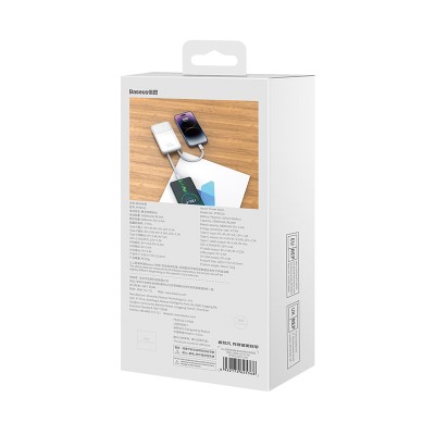 Портативный аккумулятор BASEUS Comet Series Dual-Cable 22.5W, 10000 мА⋅ч, белый Портативный аккумулятор BASEUS Comet Series Dual-Cable 22.5W, 10000 мА⋅ч, белый