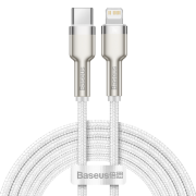 Кабель USB-C BASEUS Cafule Series Metal, Type-C - Lightning, 20W, 2 м, белый