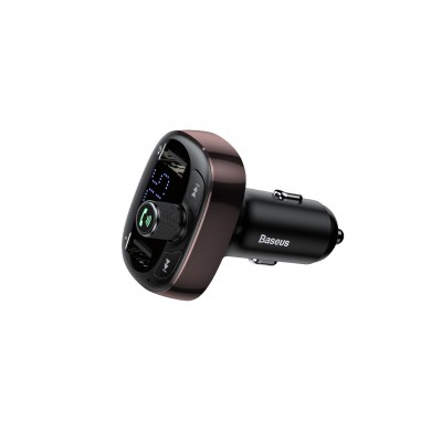 FM - Трансмиттер BASEUS T typed S-09, 2*USB, 3.4A, темный кофе, дисплей + Bluetooth, FM, SD/TF FM - Трансмиттер BASEUS T typed S-09, 2*USB, 3.4A, темный кофе, дисплей + Bluetooth, FM, SD/TF