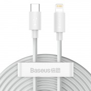 Кабель USB-C BASEUS Simple Wisdom Data Cable Kit, Type-C - Lightning, 5A, 1.5 м, белый, 2шт