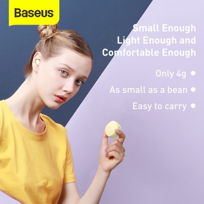 Беспроводные наушники BASEUS Encok WM01, Bluetooth, 40 мАч, желтый, Type-C Беспроводные наушники BASEUS Encok WM01, Bluetooth, 40 мАч, желтый, Type-C