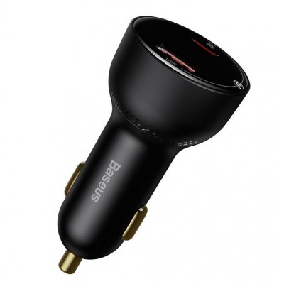 Автомобильное зарядное устройство BASEUS Superme Digital Display, USB+USB-C + Кабель Type-C-Type-C, 5A, черный Автомобильное зарядное устройство BASEUS Superme Digital Display, USB+USB-C + Кабель Type-C-Type-C, 5A, черный