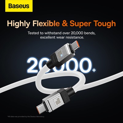 Кабель USB-C BASEUS CoolPlay Series Fast Charging, Type-C - Type-C, 100W, 2 м, белый Кабель USB-C BASEUS CoolPlay Series Fast Charging, Type-C - Type-C, 100W, 2 м, белый