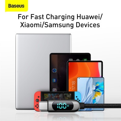 Кабель USB-C BASEUS Display Fast Charging, Type-C - Type-C, 5А, 100W, 2 м, черный Кабель USB-C BASEUS Display Fast Charging, Type-C - Type-C, 5А, 100W, 2 м, черный