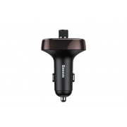 FM - Трансмиттер BASEUS T typed S-09, 2*USB, 3.4A, темный кофе, дисплей + Bluetooth, FM, SD/TF
