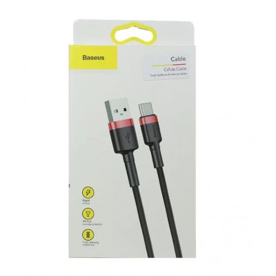 Кабель USB BASEUS Cafule, USB - Type-C, 3A, 1 м, красный+черный Кабель USB BASEUS Cafule, USB - Type-C, 3A, 1 м, красный+черный