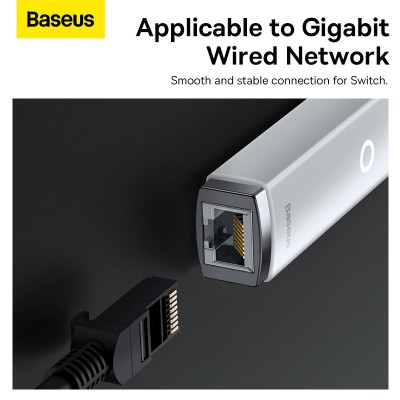 Переходник/Адаптер BASEUS Lite Series Ethernet Adapter, USB A- RJ45 (1000Mbps), белый Переходник/Адаптер BASEUS Lite Series Ethernet Adapter, USB A- RJ45 (1000Mbps), белый