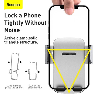 Автомобильный держатель BASEUS Easy Control Pro Clamp (Air Outlet Version), серебряный, на воздуховод Автомобильный держатель BASEUS Easy Control Pro Clamp (Air Outlet Version), серебряный, на воздуховод