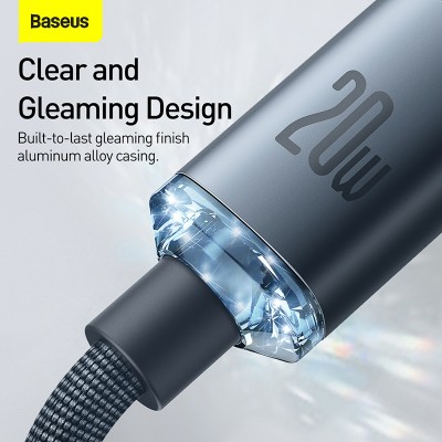 Кабель USB-C BASEUS Crystal Shine Series Fast Charging, Type-C - Lightning, 20W, 1,2м, черный Кабель USB-C BASEUS Crystal Shine Series Fast Charging, Type-C - Lightning, 20W, 1,2м, черный