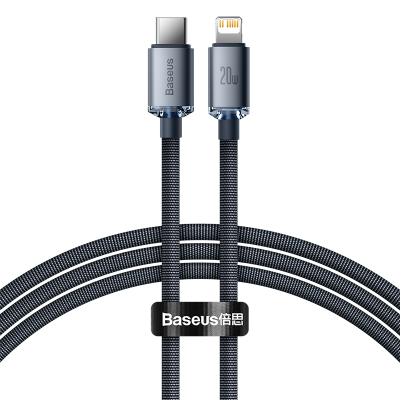 Кабель USB-C BASEUS Crystal Shine Series Fast Charging, Type-C - Lightning, 20W, 1,2м, черный Кабель USB-C BASEUS Crystal Shine Series Fast Charging, Type-C - Lightning, 20W, 1,2м, черный