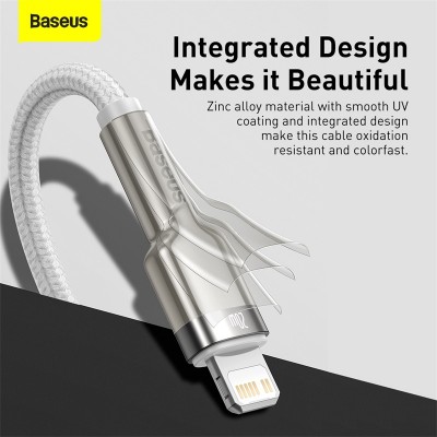 Кабель USB-C BASEUS Cafule Series Metal, Type-C - Lightning, 20W, 2 м, белый Кабель USB-C BASEUS Cafule Series Metal, Type-C - Lightning, 20W, 2 м, белый