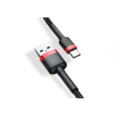 Кабель USB BASEUS Cafule, USB - Type-C, 3A, 1 м, красный+черный Кабель USB BASEUS Cafule, USB - Type-C, 3A, 1 м, красный+черный