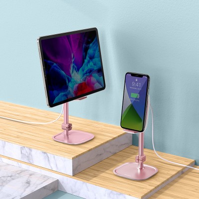 Настольная подставка BASEUS Literary Youth Desktop Bracket, розовое золото, с беспроводной зарядкой Настольная подставка BASEUS Literary Youth Desktop Bracket, розовое золото, с беспроводной зарядкой