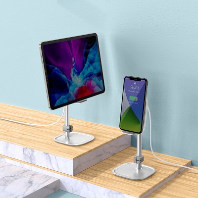 Настольная подставка BASEUS Literary Youth Desktop Bracket, серебристый, с беспроводной зарядкой Настольная подставка BASEUS Literary Youth Desktop Bracket, серебристый, с беспроводной зарядкой