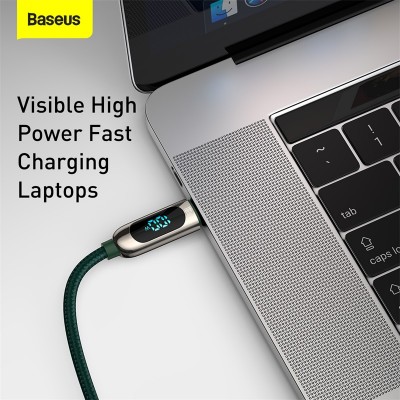 Кабель USB-C BASEUS Display Fast Charging, Type-C - Type-C, 5A, 100W, 1 м, зеленый Кабель USB-C BASEUS Display Fast Charging, Type-C - Type-C, 5A, 100W, 1 м, зеленый