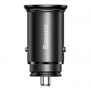 Автомобильное зарядное устройство BASEUS Circular Metal, USB+USB-C, 5A, 30W, черный