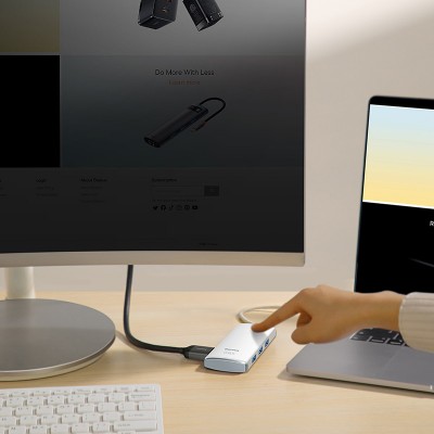 Переходник/Адаптер BASEUS Lite Series 5-Port, Разветвитель, Type-C - 3*USB3.0+HDMI+PD, белый Переходник/Адаптер BASEUS Lite Series 5-Port, Разветвитель, Type-C - 3*USB3.0+HDMI+PD, белый