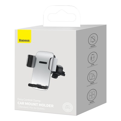 Автомобильный держатель BASEUS Easy Control Pro Clamp (Air Outlet Version), серебряный, на воздуховод Автомобильный держатель BASEUS Easy Control Pro Clamp (Air Outlet Version), серебряный, на воздуховод