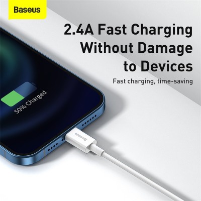 Кабель USB BASEUS Superior Series Fast Charging, USB - Lightning, 2.4А, 25 см, белый Кабель USB BASEUS Superior Series Fast Charging, USB - Lightning, 2.4А, 25 см, белый