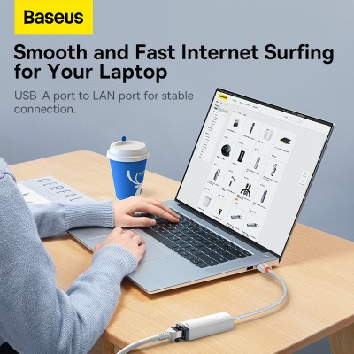 Переходник/Адаптер BASEUS Lite Series Ethernet Adapter, USB A- RJ45 (1000Mbps), белый Переходник/Адаптер BASEUS Lite Series Ethernet Adapter, USB A- RJ45 (1000Mbps), белый