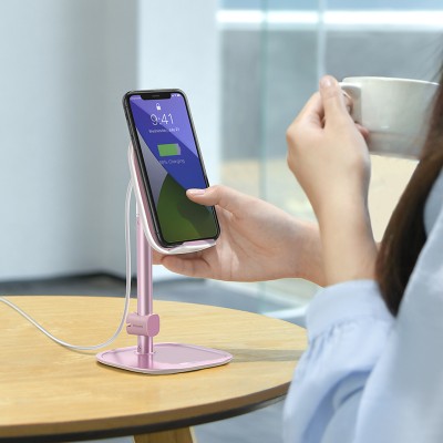 Настольная подставка BASEUS Literary Youth Desktop Bracket, розовое золото, с беспроводной зарядкой Настольная подставка BASEUS Literary Youth Desktop Bracket, розовое золото, с беспроводной зарядкой