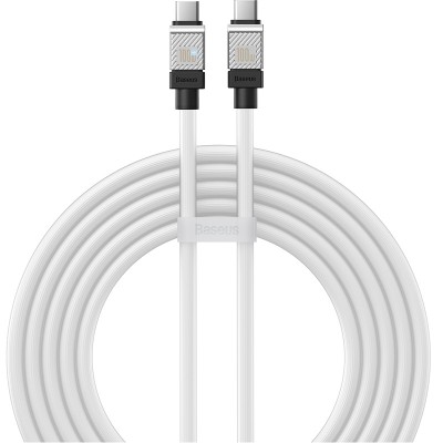 Кабель USB-C BASEUS CoolPlay Series Fast Charging, Type-C - Type-C, 100W, 2 м, белый Кабель USB-C BASEUS CoolPlay Series Fast Charging, Type-C - Type-C, 100W, 2 м, белый