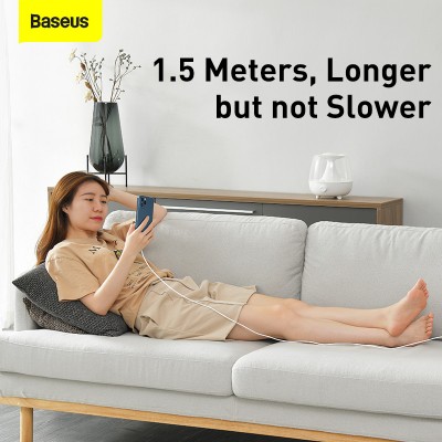 Кабель USB-C BASEUS Simple Wisdom Data Cable Kit, Type-C - Lightning, 5A, 1.5 м, белый, 2шт Кабель USB-C BASEUS Simple Wisdom Data Cable Kit, Type-C - Lightning, 5A, 1.5 м, белый, 2шт