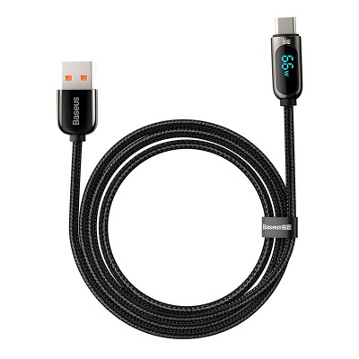 Кабель USB BASEUS Display Fast Charging, USB - Type-C, 66W, 2 м, черный Кабель USB BASEUS Display Fast Charging, USB - Type-C, 66W, 2 м, черный