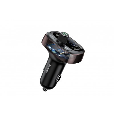 FM - Трансмиттер BASEUS T typed S-09, 2*USB, 3.4A, темный кофе, дисплей + Bluetooth, FM, SD/TF FM - Трансмиттер BASEUS T typed S-09, 2*USB, 3.4A, темный кофе, дисплей + Bluetooth, FM, SD/TF