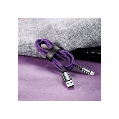Кабель USB BASEUS C-shaped Light, USB - Lightning, 2.4А, 1 м, фиолетовый, интеллектуальный Кабель USB BASEUS C-shaped Light, USB - Lightning, 2.4А, 1 м, фиолетовый, интеллектуальный
