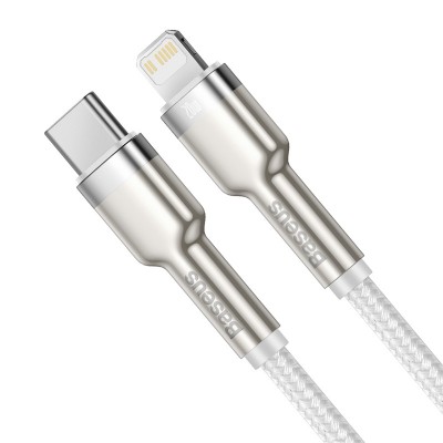 Кабель USB-C BASEUS Cafule Series Metal, Type-C - Lightning, 20W, 2 м, белый Кабель USB-C BASEUS Cafule Series Metal, Type-C - Lightning, 20W, 2 м, белый