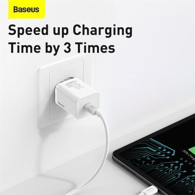 Зарядное устройство BASEUS Super Si USB-C, 3A, 30W, белый Зарядное устройство BASEUS Super Si USB-C, 3A, 30W, белый